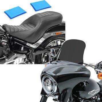 Комплект: 2-местное гелевое сиденье Craftride HX6 для Harley Davidson Sport Glide 2018&ndash;2024 + Ветровое стекло Craftride L тёмное