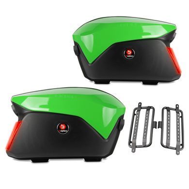 Комплект кофрів + багажник для бокових кофрів Kawasaki ZZR 1400 Bagtecs PX74GR green LED