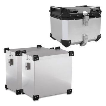 Комплект боковых кофров 2x35 л Bagtecs Namib + центральный кофр Bagtecs XB55 55 л серебристый