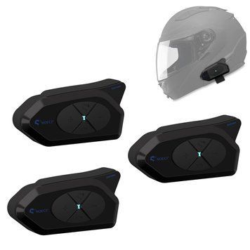 Комплект из 3 мотоциклетных переговорных устройств Tourtecs GoCom4 с Bluetooth и беспроводной гарнитурой IP65.