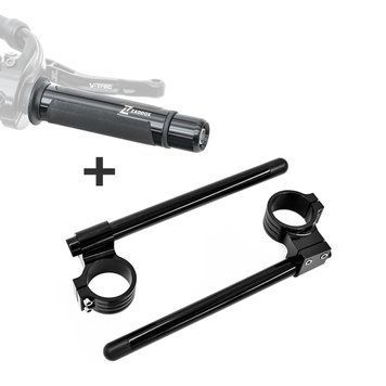 Комплект руля Clip-on, подходящий для Kawasaki ZXR 750 R / ZXR 400 Clip On 22 мм и ручки Zaddox S-G1