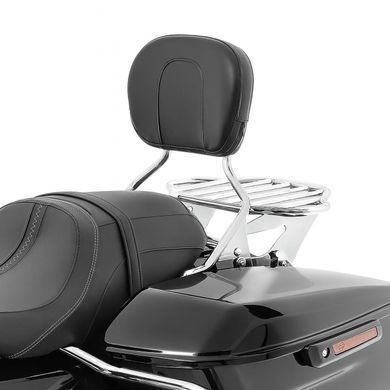 Спинка пассажира + багажник KI подходит для мотоциклов Harley Davidson Street Glide 09-26 Craftride FR02 хромированный