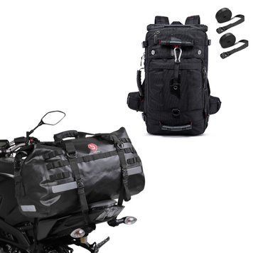 Комплект: рюкзак HK4 Tail bag з ременями 45л чорний + задня сумка Drybag XB50 водонепроникна об'єм 50л