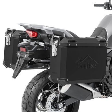 Комплект алюминиевых боковых кофров Bagtecs XWS35 черных + адаптеры для бокового багажника Givi / Kappa подходит для Honda Transalp XL 750