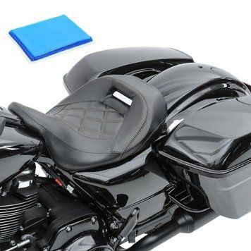 Одномісне гелеве сидіння низького профілю для мотоцикла Harley Davidson Road King Classic 09-19, модель Craftride RH4, чорне.