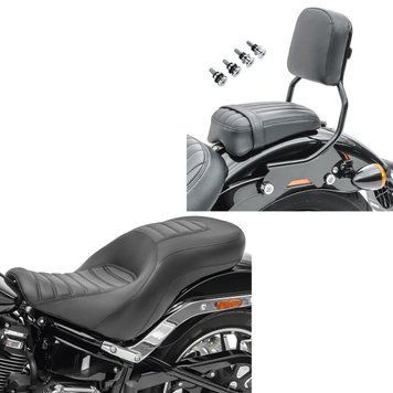 Комплект: двомісне сидіння Craftride TR2 + спинка Craftride R1, сумісна з Harley Davidson Softail 18-26, з кріпленням, чорна