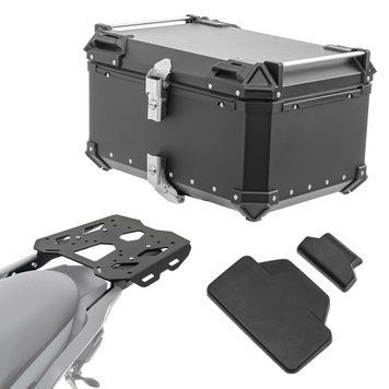 Комплект алюмінієвого кофру Bagtecs XB65 чорного кольору + спинка + задній багажник підходить для Yamaha Tenere 700 / Rally 19-26